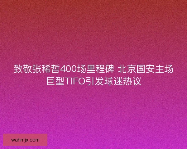 致敬张稀哲400场里程碑 北京国安主场巨型TIFO引发球迷热议 致敬张稀哲400场里程碑 北京国安主场巨型TIFO引发球迷热议