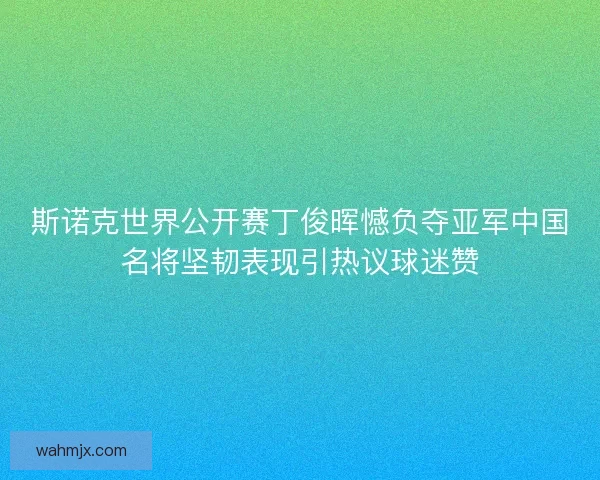 斯诺克世界公开赛丁俊晖憾负夺亚军中国名将坚韧表现引热议球迷赞 斯诺克世界公开赛丁俊晖憾负夺亚军中国名将坚韧表现引热议球迷赞