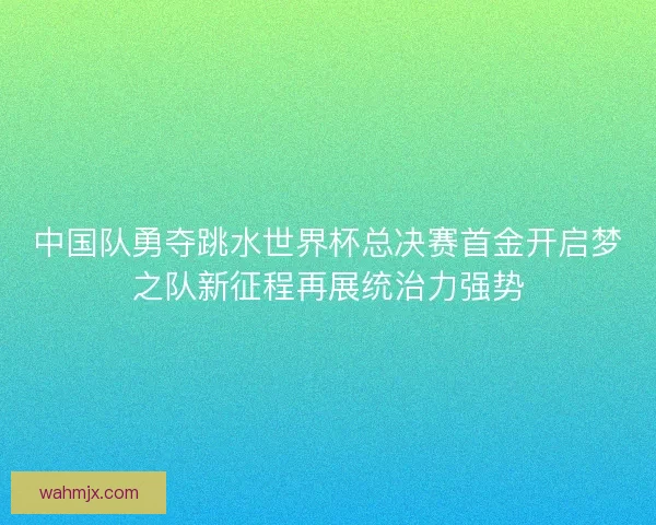 中国队勇夺跳水世界杯总决赛首金开启梦之队新征程再展统治力强势